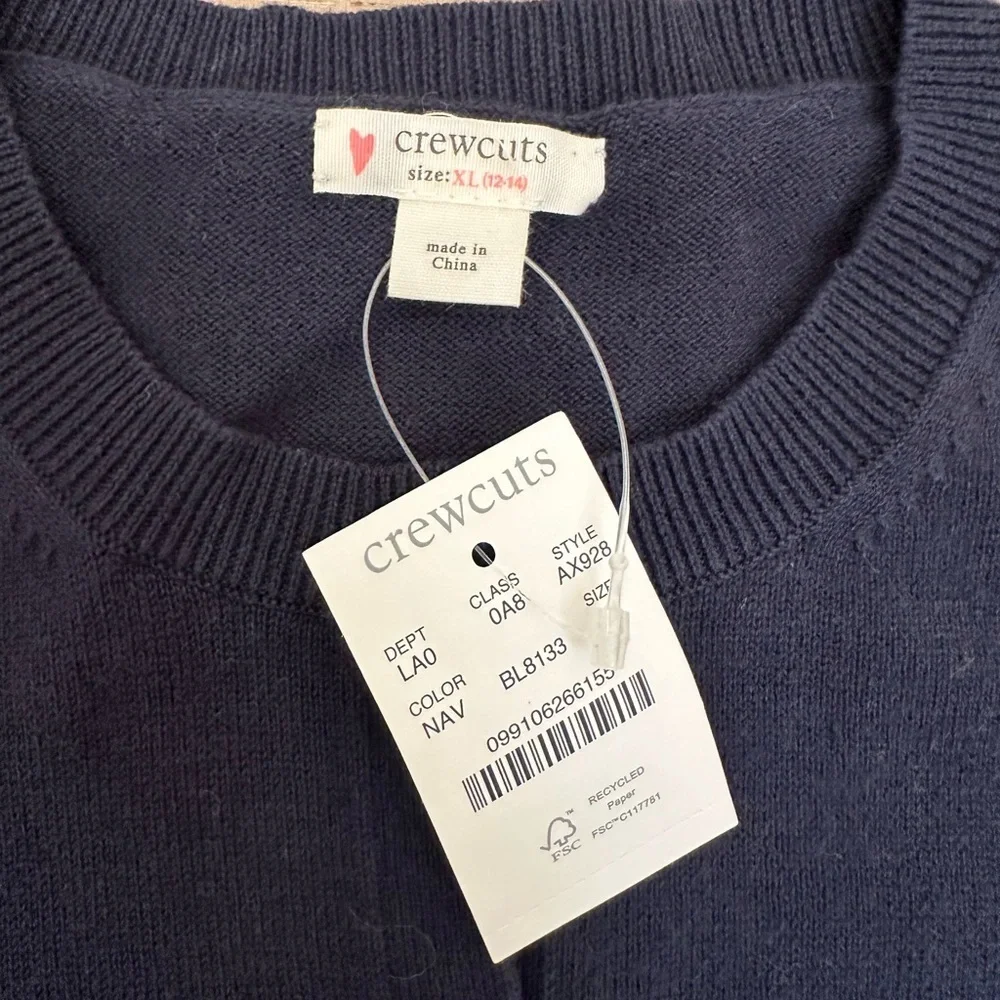 Crewcuts Navy Blue Button-Front Cotton Cardigan